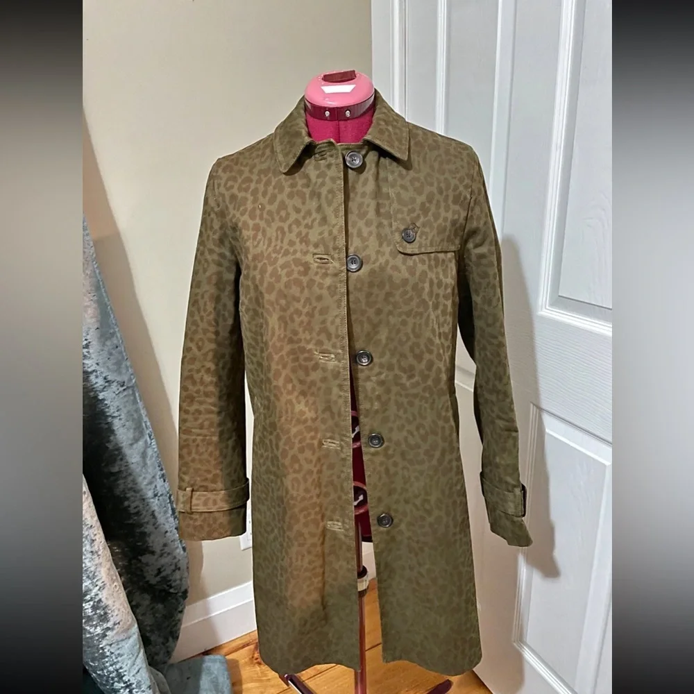 Zara Basic Brown Leopard Print Trench Coat - Picture 1 of 4